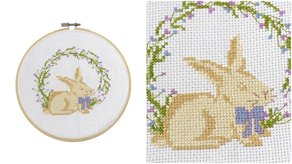 Guirlanda com Coelho em Bordado Ponto Cruz: Decoração Fofa!