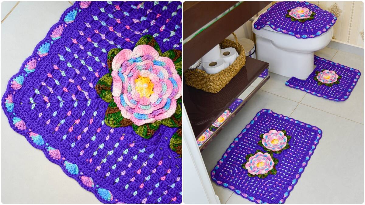 Jogo de Banheiro em Crochê Equilíbrio: Charme nas Cores!