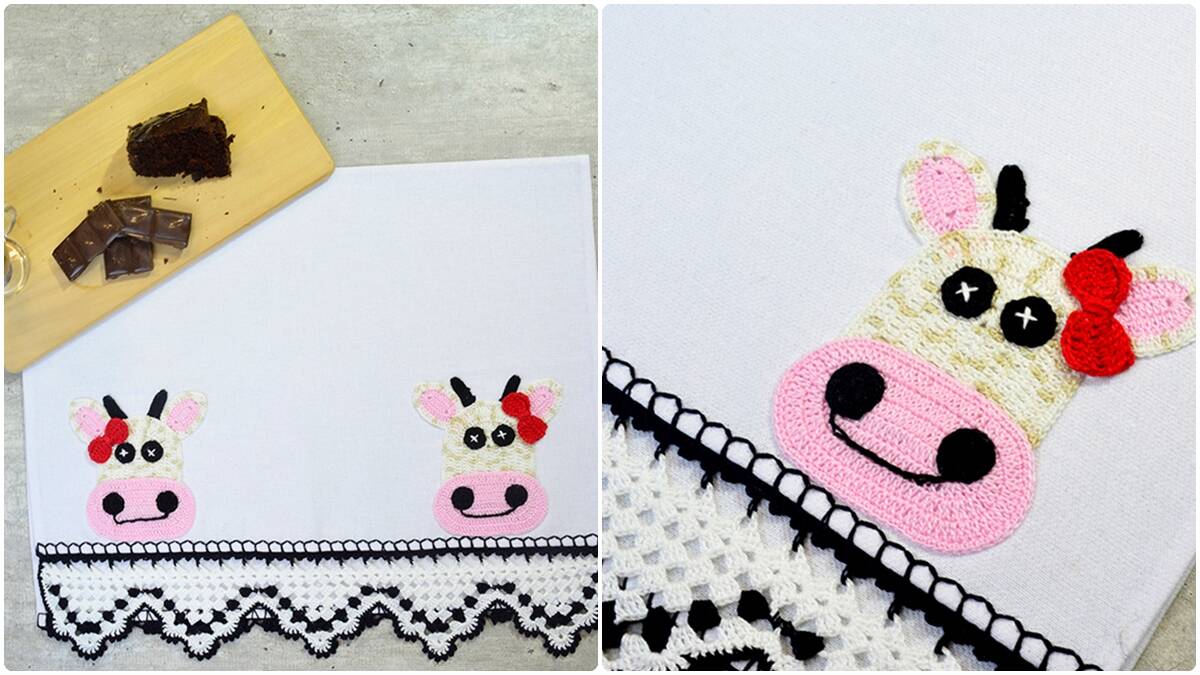 Pano de Prato em Crochê Cow: Aprenda a Criar o Seu!
