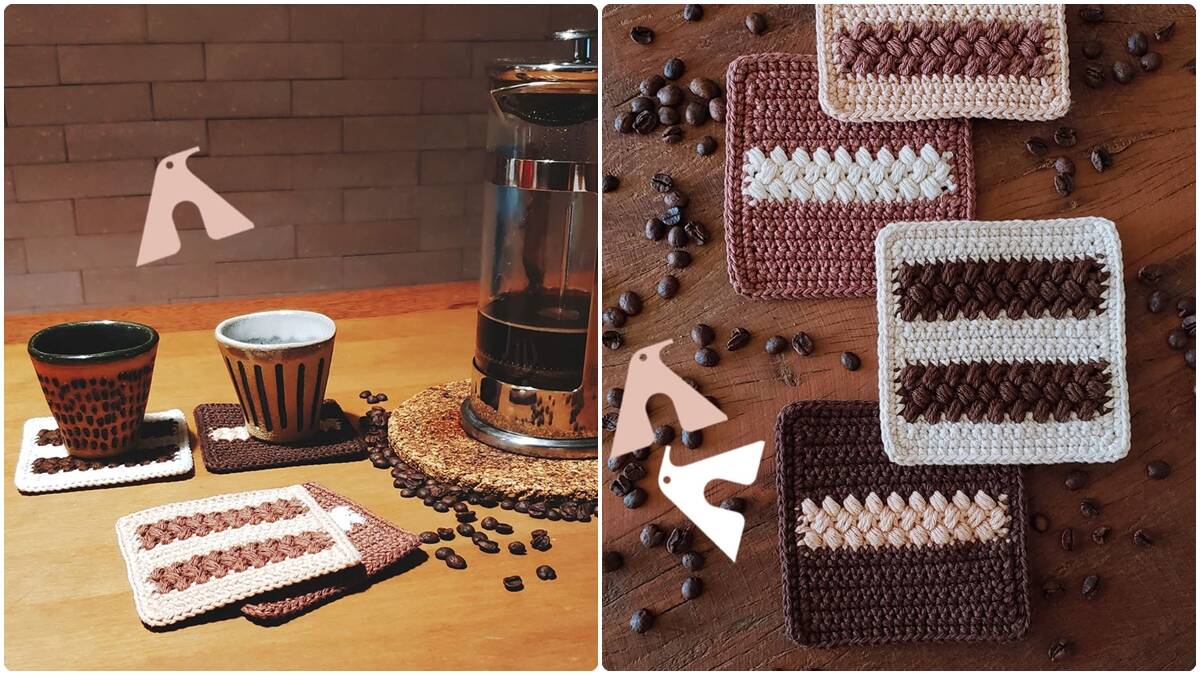 Porta Copos de Crochê Grãos de Café: Guia com Vídeo Aula!