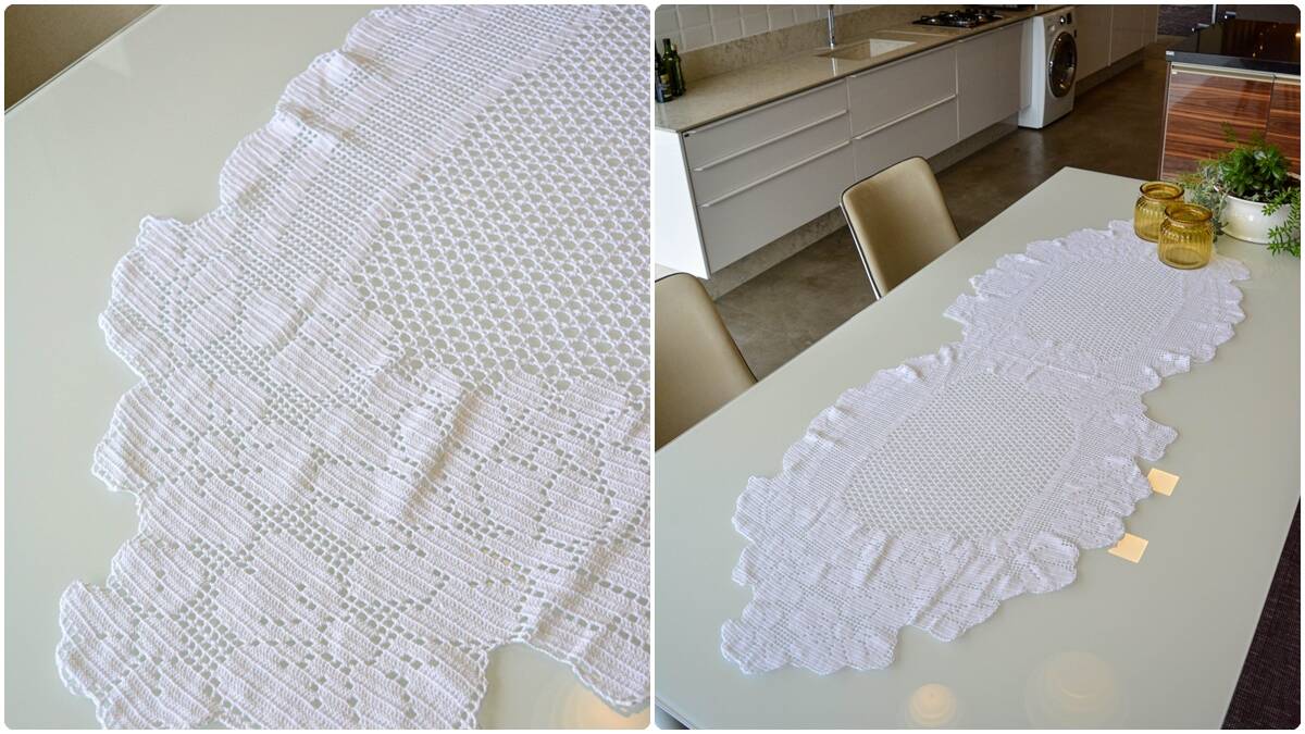 Trilho de Mesa em Crochê Branco: Adicione Elegância!