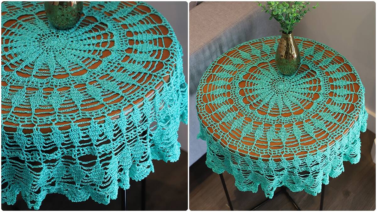 Toalha de Mesa em Crochê Esmeralda: Cor Linda para Decorar!