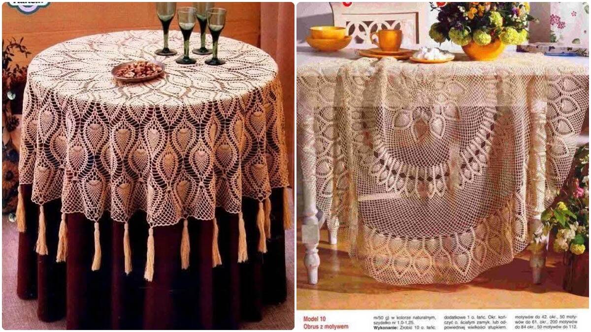 Toalhas e Centros de Mesa em Crochê com Gráficos e Guia!