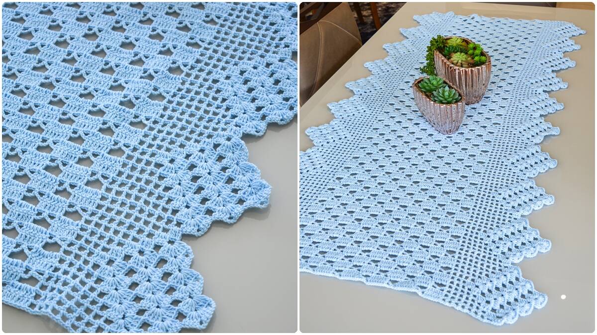Trilho de Mesa em Crochê Blue: Decoração Versátil!