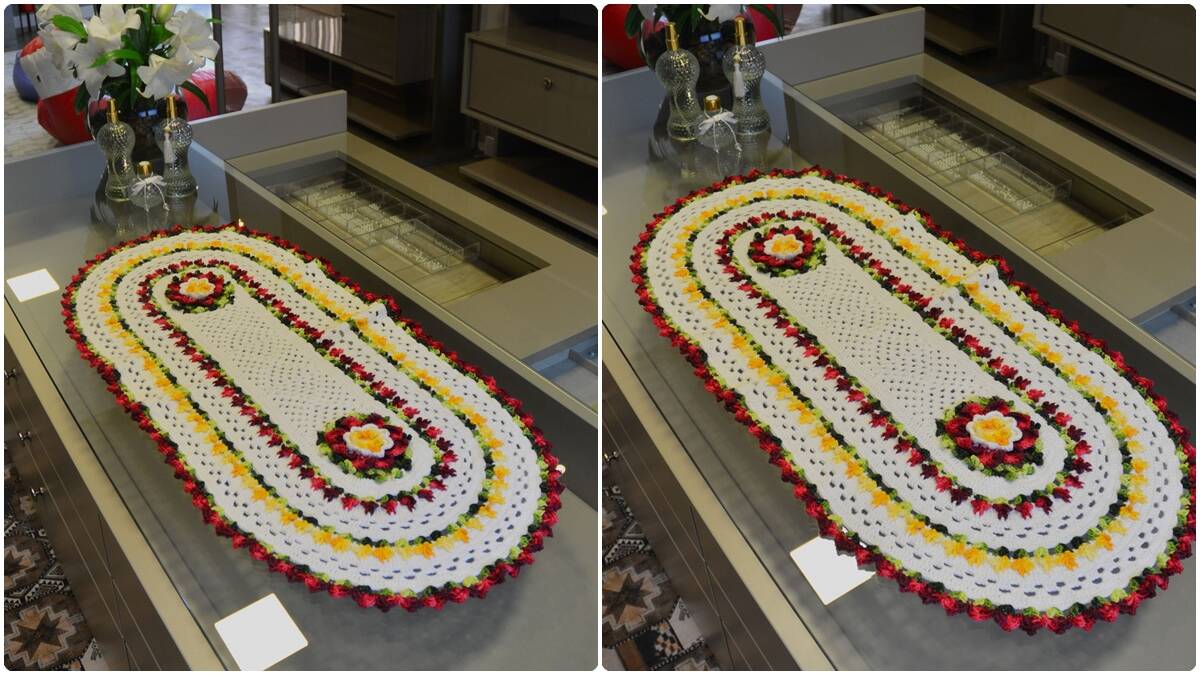 Trilho de Mesa em Crochê Flores: Elegância na Sua Decoração!
