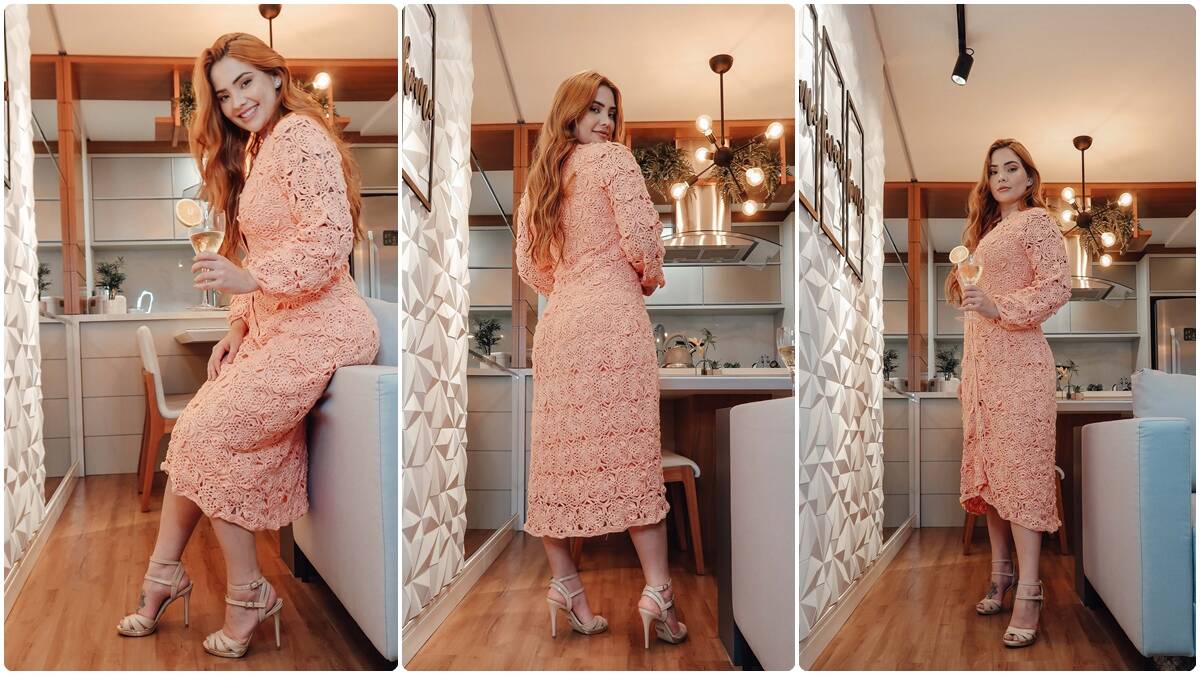 Vestido de Crochê Pêssego: Uma Peça Elegante e Charmosa!