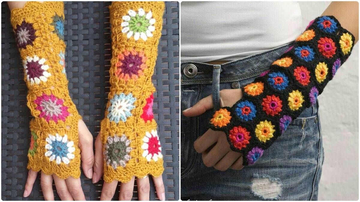 Luvas de Crochê com Squares: Estilo e Criatividade!