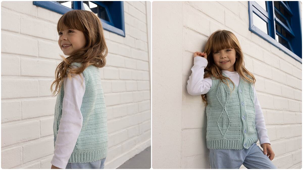 Colete de Crochê Infantil Hortência: Fofura para o Inverno!