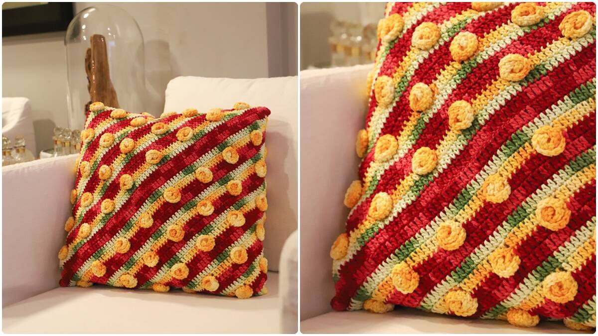 Almofada de Crochê Raio de Sol: Decoração que Encanta!