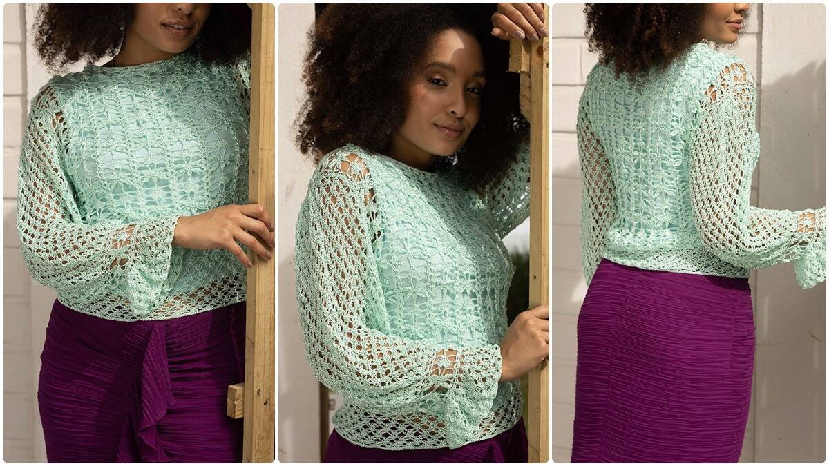 Blusa de Crochê Susi Candy: Crie Essa Peça Elegante!