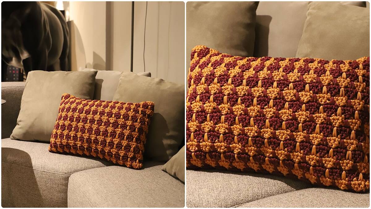 Capa de Almofada em Crochê Terracota: Elegante e Lindo!