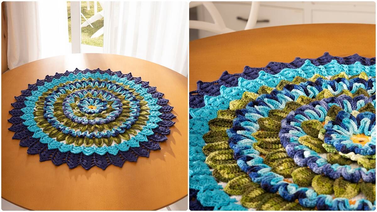 Centro de Mesa em Crochê Folhas: Decoração que Colore!