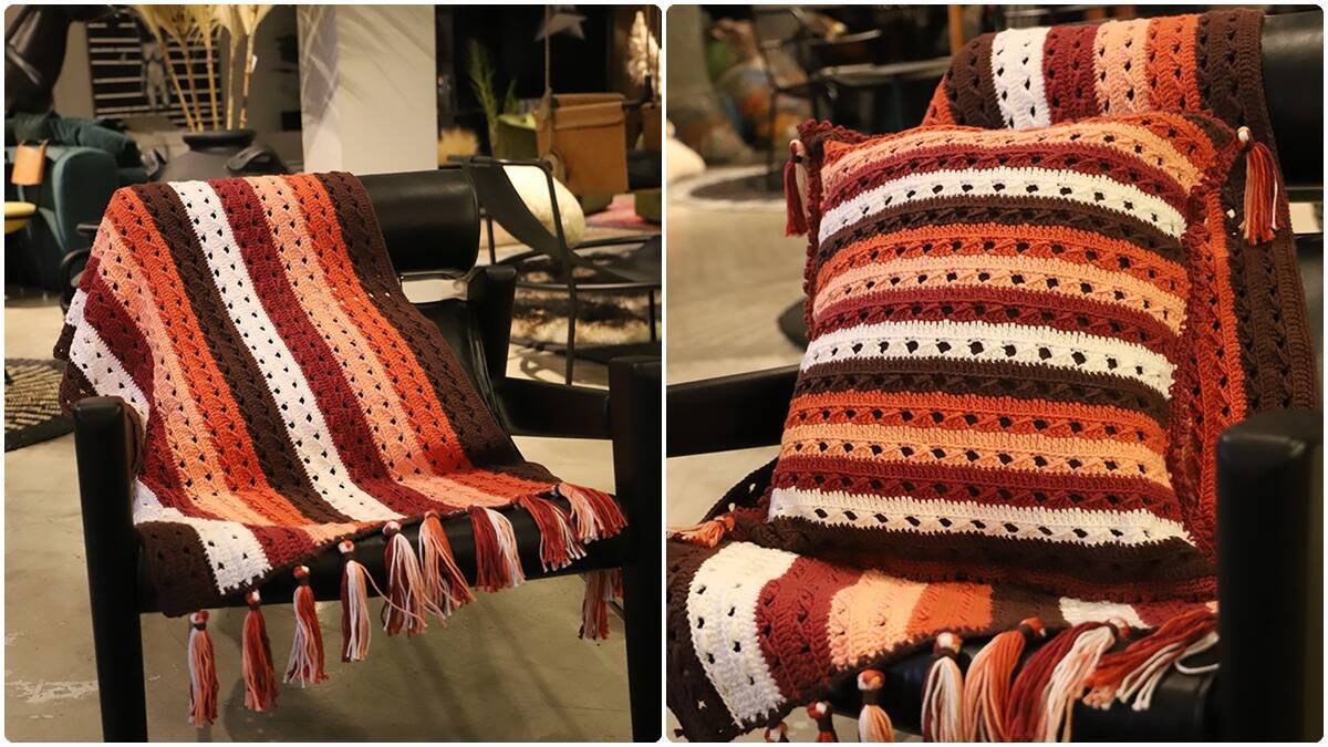Conjunto de Crochê Colorido: Manta e Almofada para Decorar!