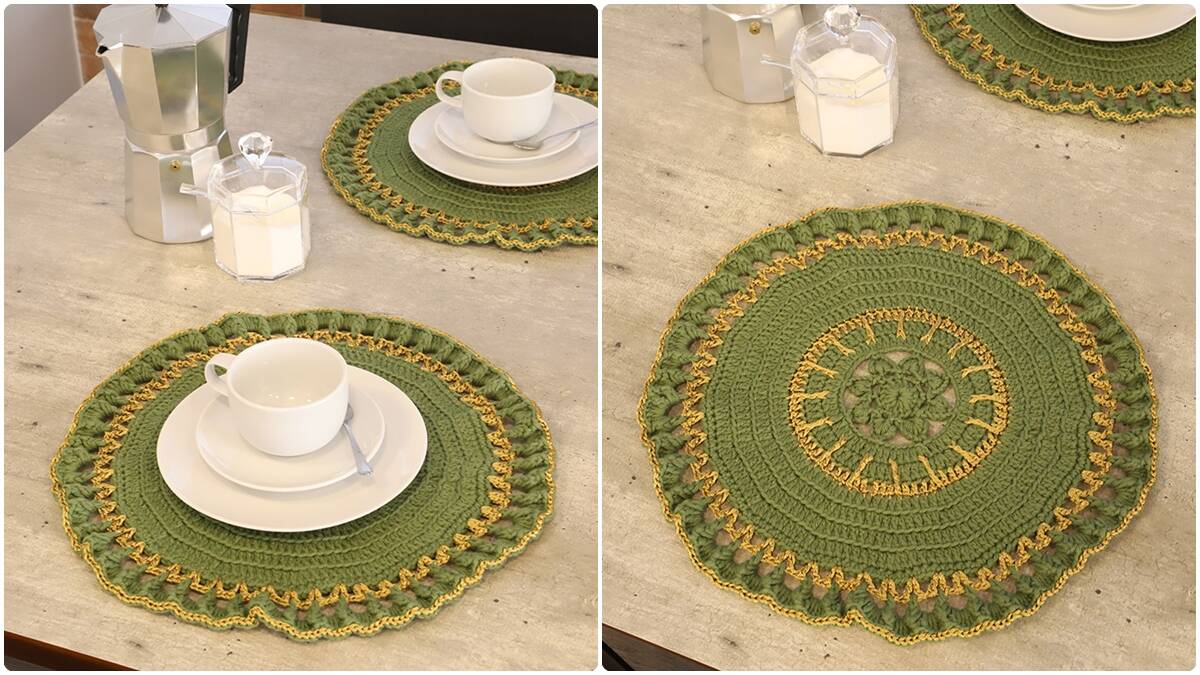 Sousplat de Crochê Militar: Mais Elegância na Sua Mesa!