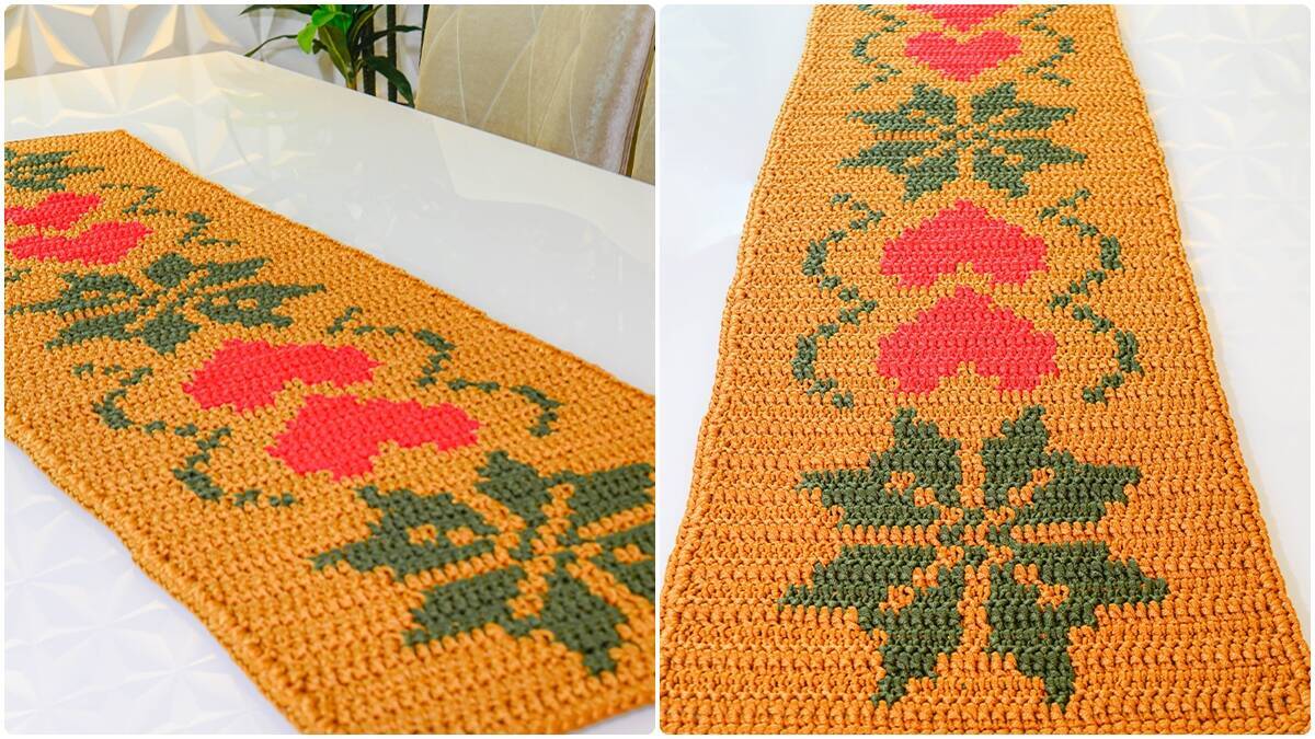 Trilho de Mesa em Crochê Castanha: Aprenda a  Fazer o Seu!