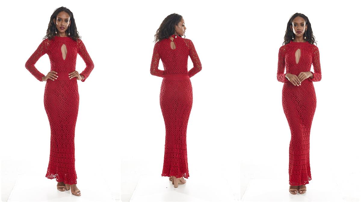 Vestido de Crochê Carmim: Elegância e Beleza Única!