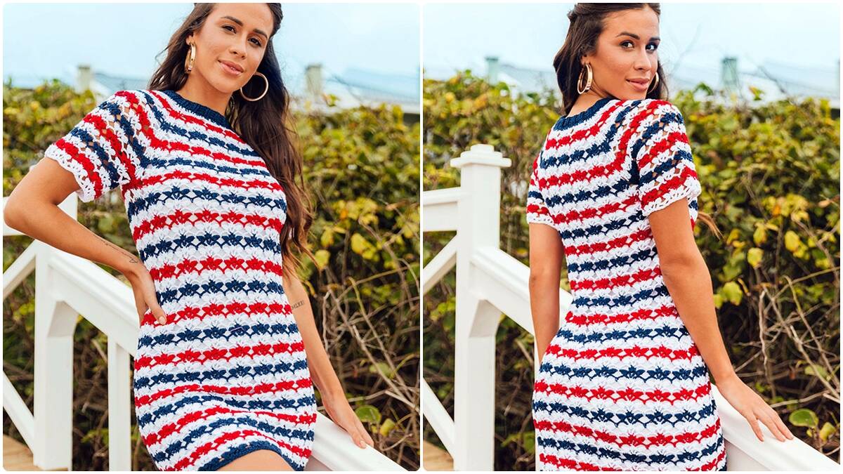 Vestido de Crochê Navy: Uma Peça Elegante que Atraí!