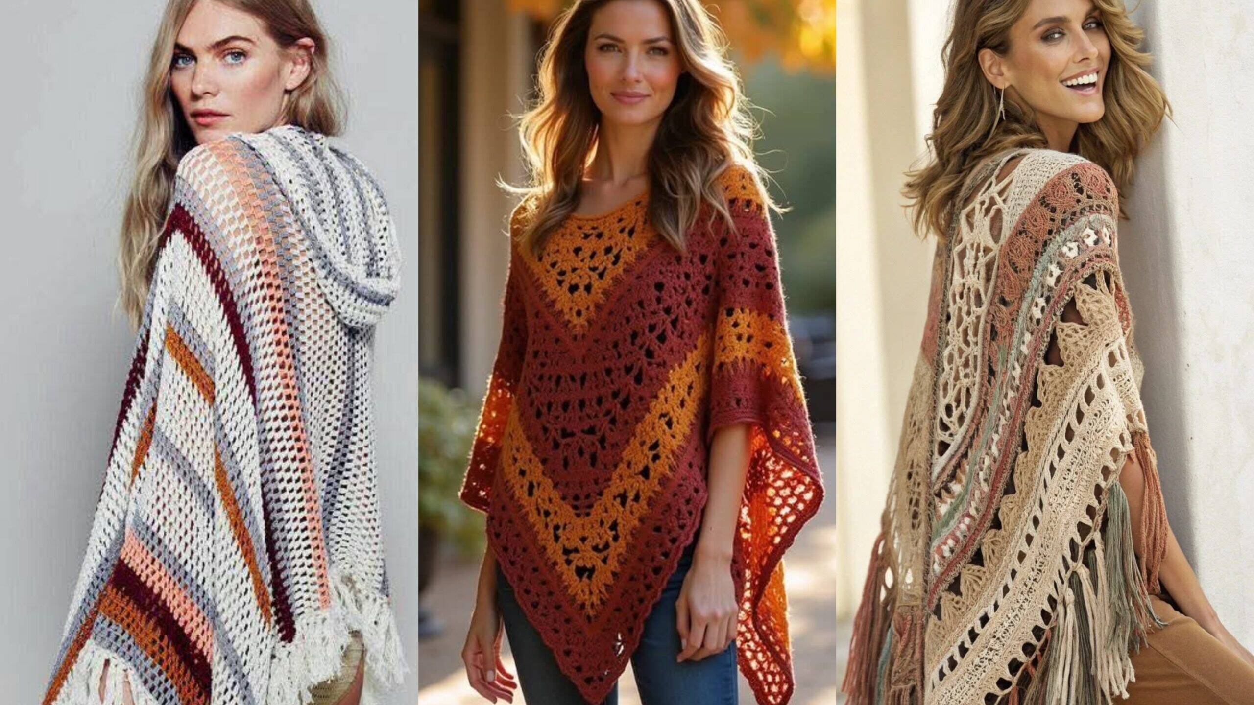 Ponchos de Crochê Estilosos: Dicas para Fazer, Usar ou Vender no Outono/Inverno