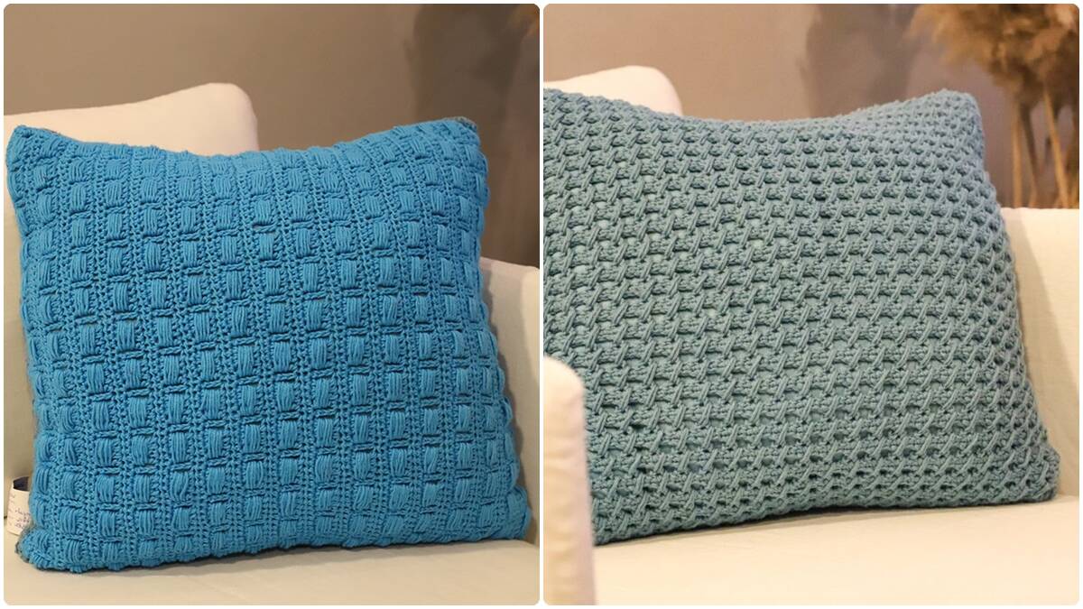 Almofada de Crochê Bicolor: Uma Peça Linda e Versátil!