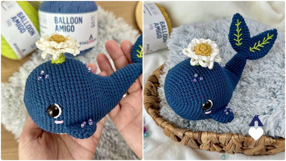 Amigurumi da Baleia Flor: Guia Completo com Vídeo Aula!