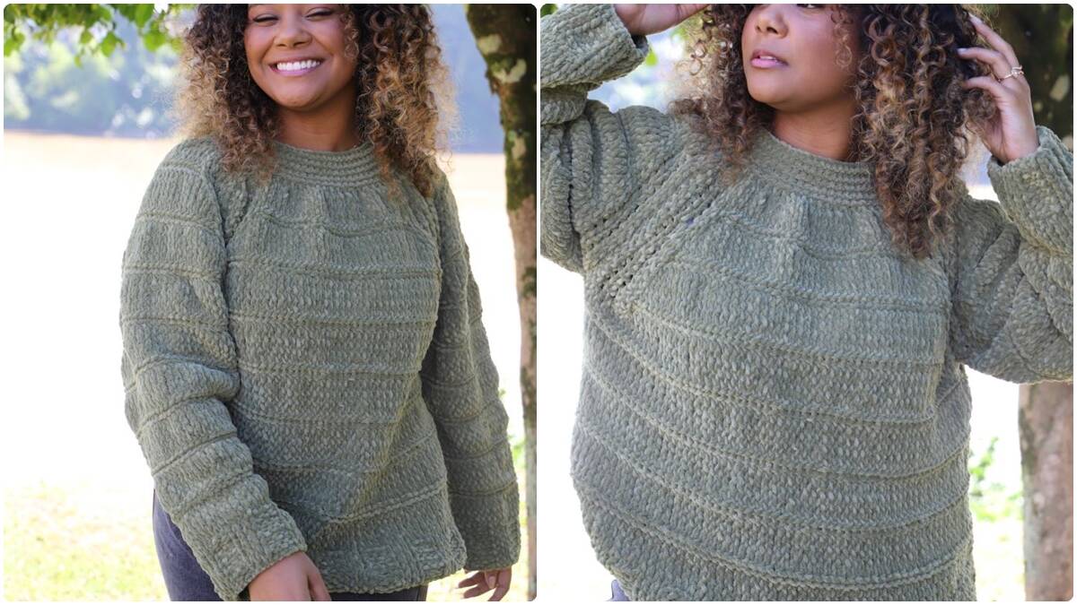 Blusão de Tricô Musgo: Um Modelo Confortável e Lindo!