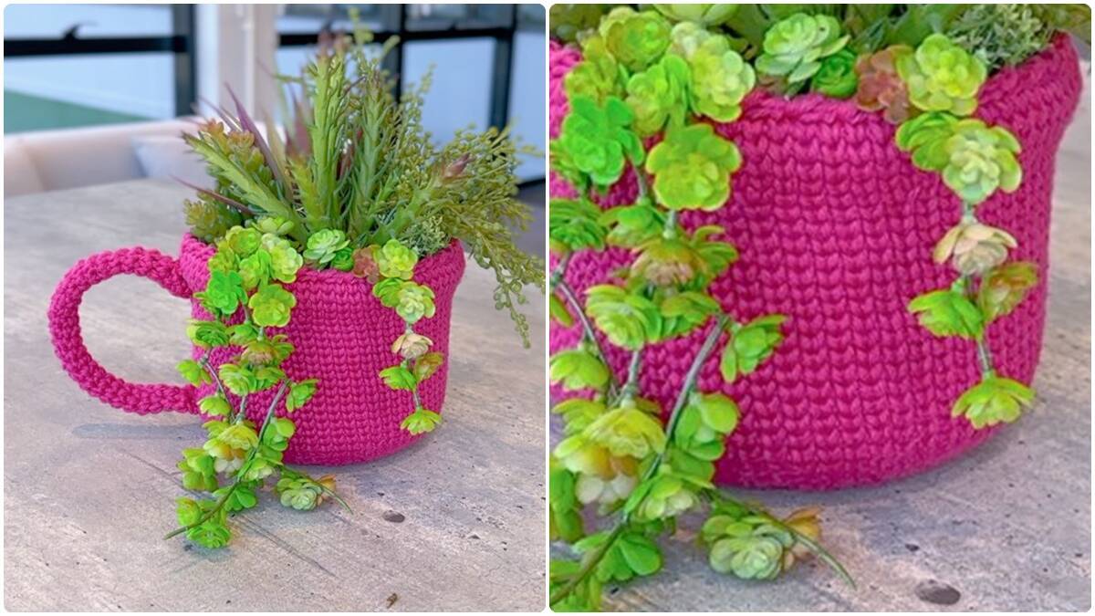 Cesto de Crochê Pink: Combine Charme com Funcionalidade!