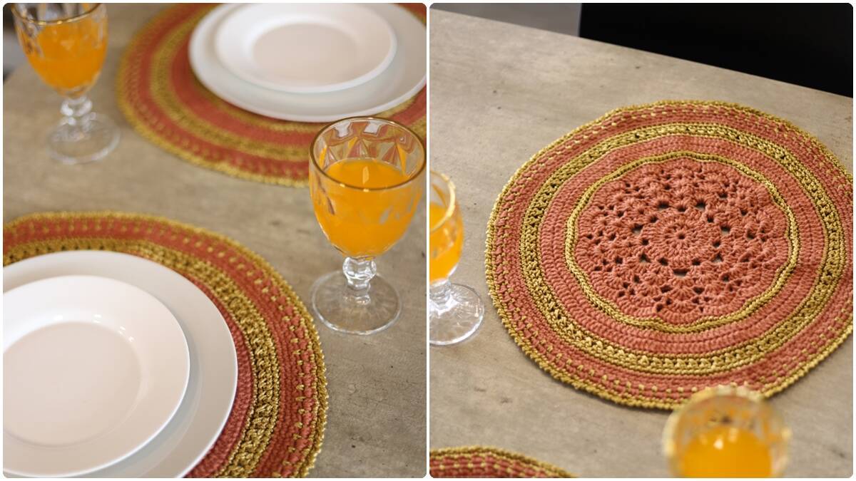 Sousplat de Crochê Bronze: Decore Sua Mesa com Cores Lindas!