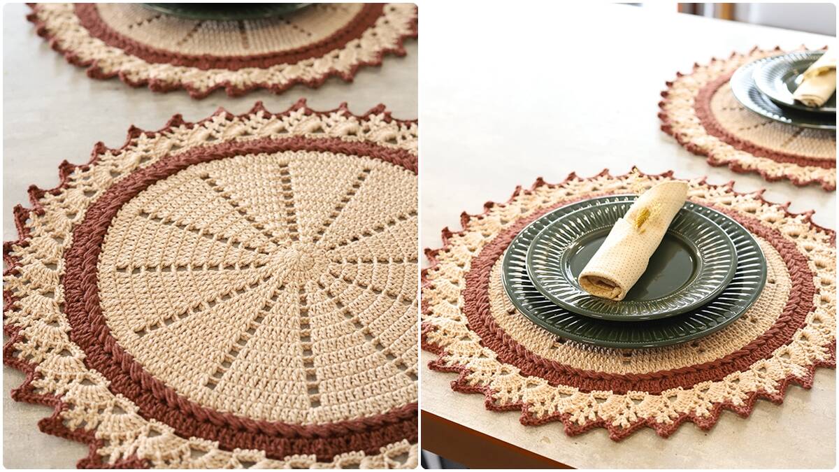 Sousplat de Crochê Amêndoa: Elegância e Beleza para a Mesa!