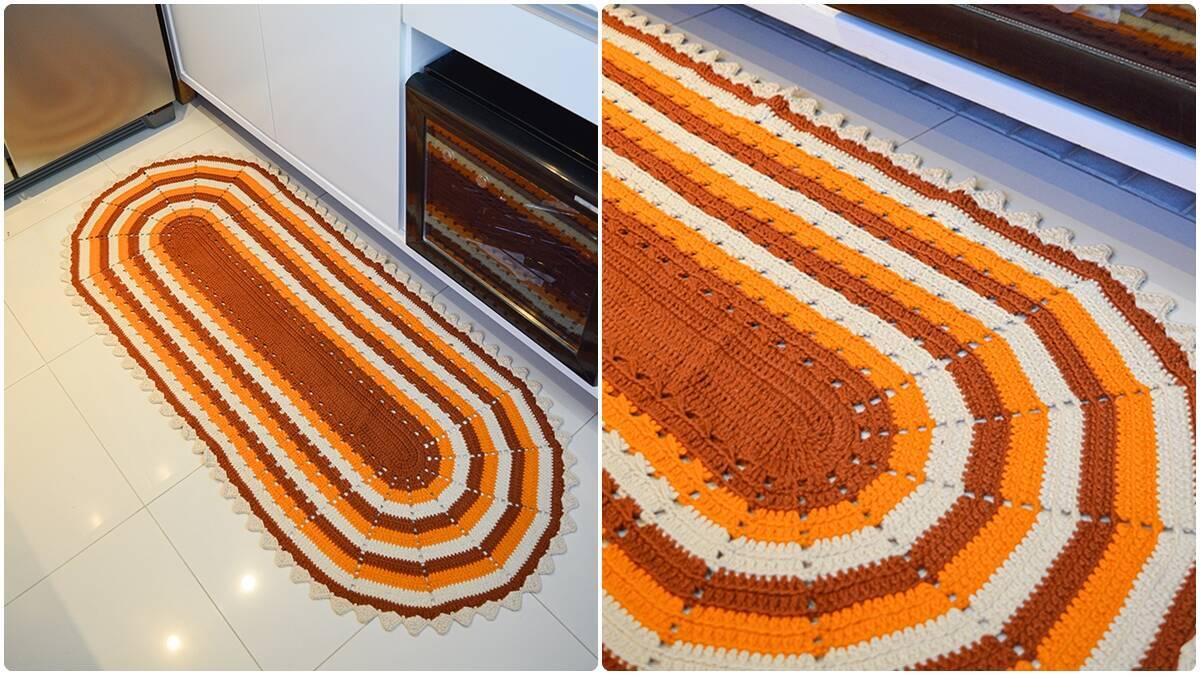 Tapete de Crochê Oval América: Cores Lindas e Sofisticadas!