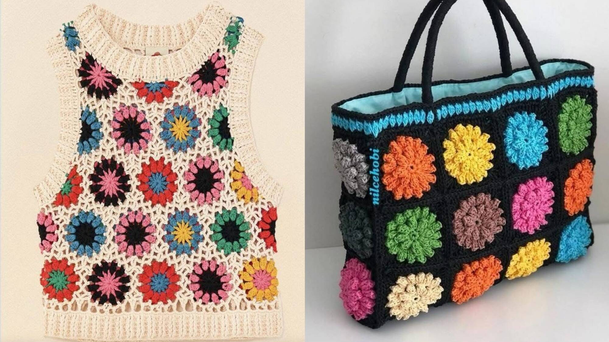 Faça Já: Blusas e Bolsas de Crochê com Square Cheias de Estilo