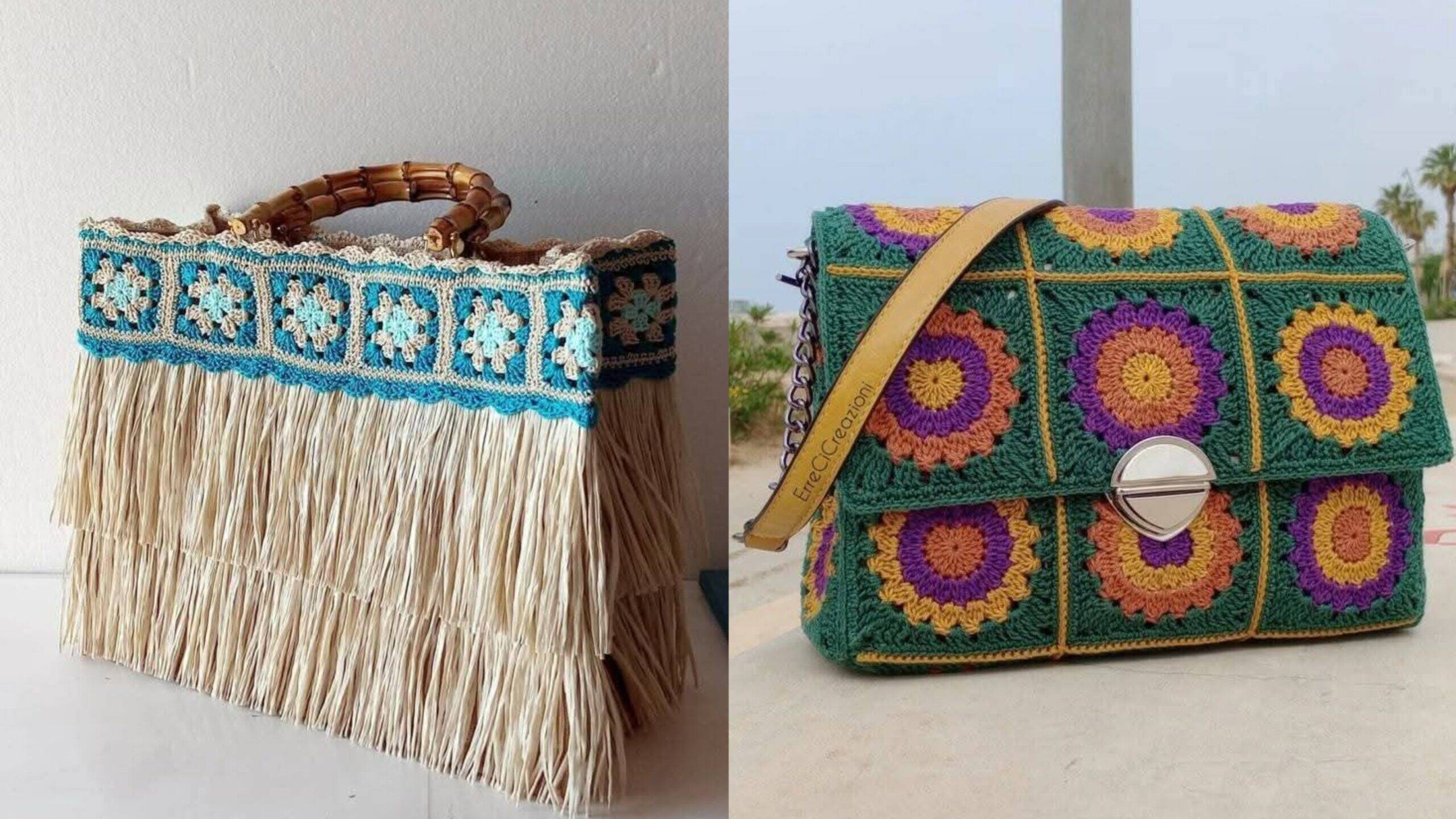 Bolsas em Squares de Crochê: Estilo Retrô com Toque Moderno
