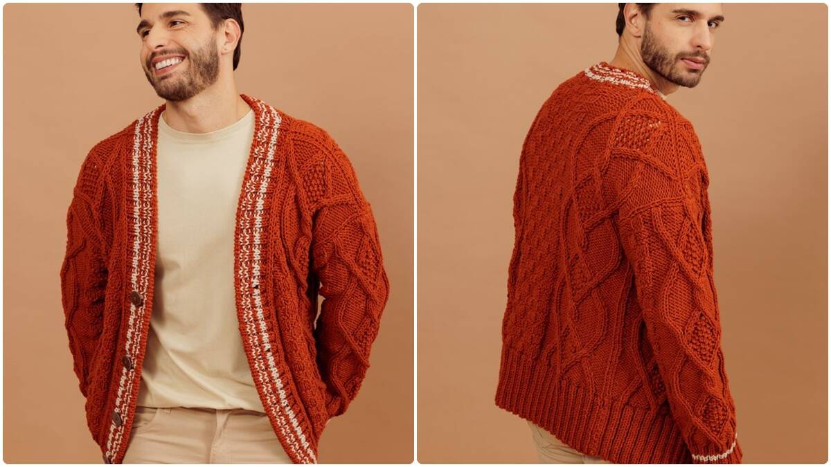 Cardigã Masculino em Tricô Enjoy: Elegância Artesanal!