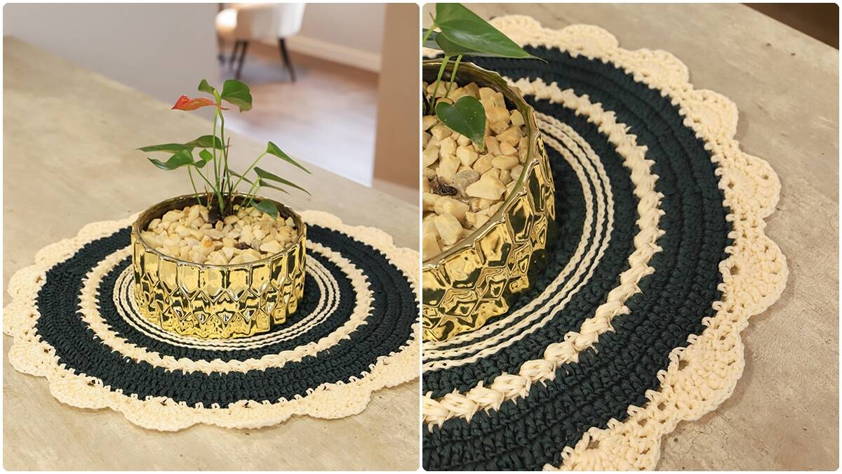 Centro de Mesa em Crochê Musgo: Sofisticação e Elegância!