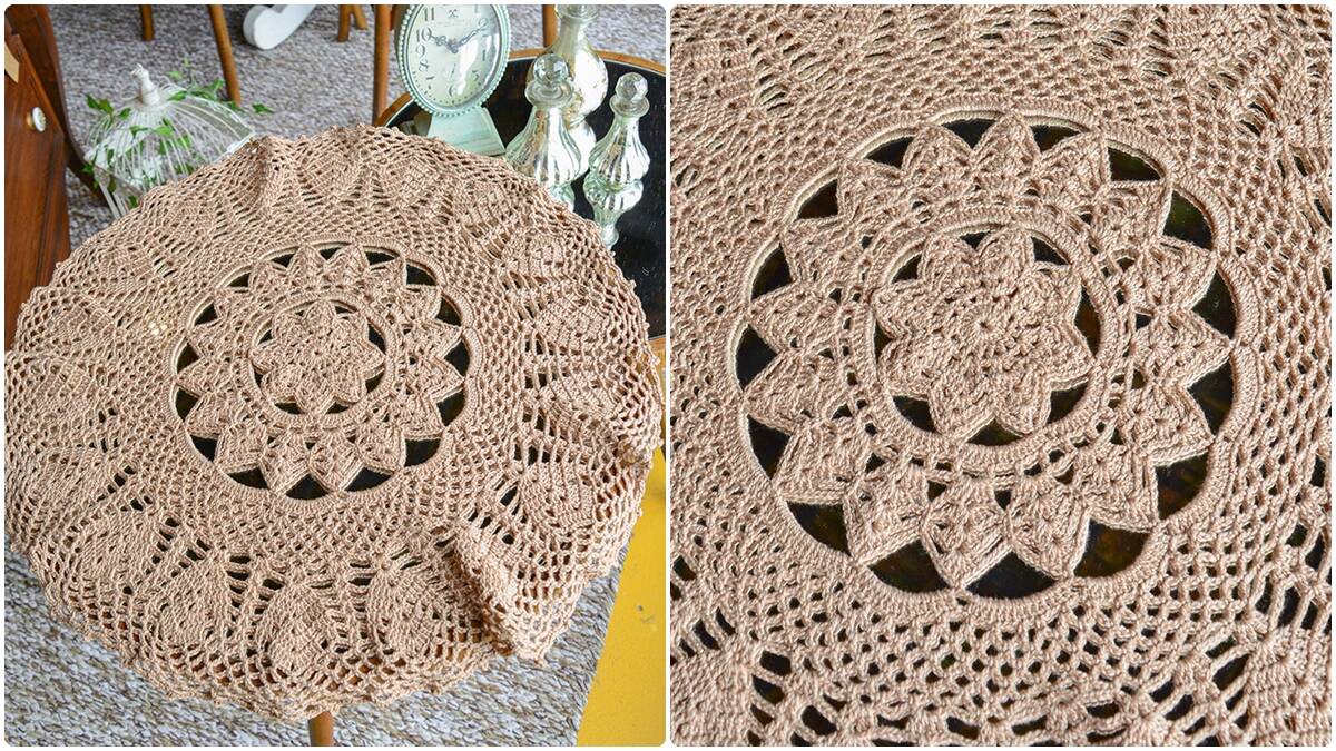 Centro de Mesa em Crochê Castanha: Elegância para Decoração!