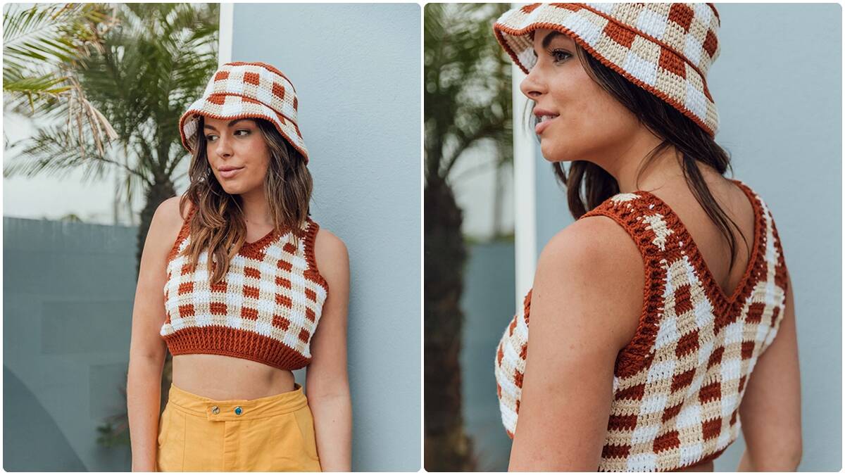 Conjunto de Crochê Xadrez: Charme e Estilo com Artesanato!