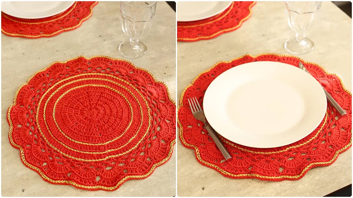 Sousplat de Crochê Vermelho: Elegância Vibrante para a Mesa!