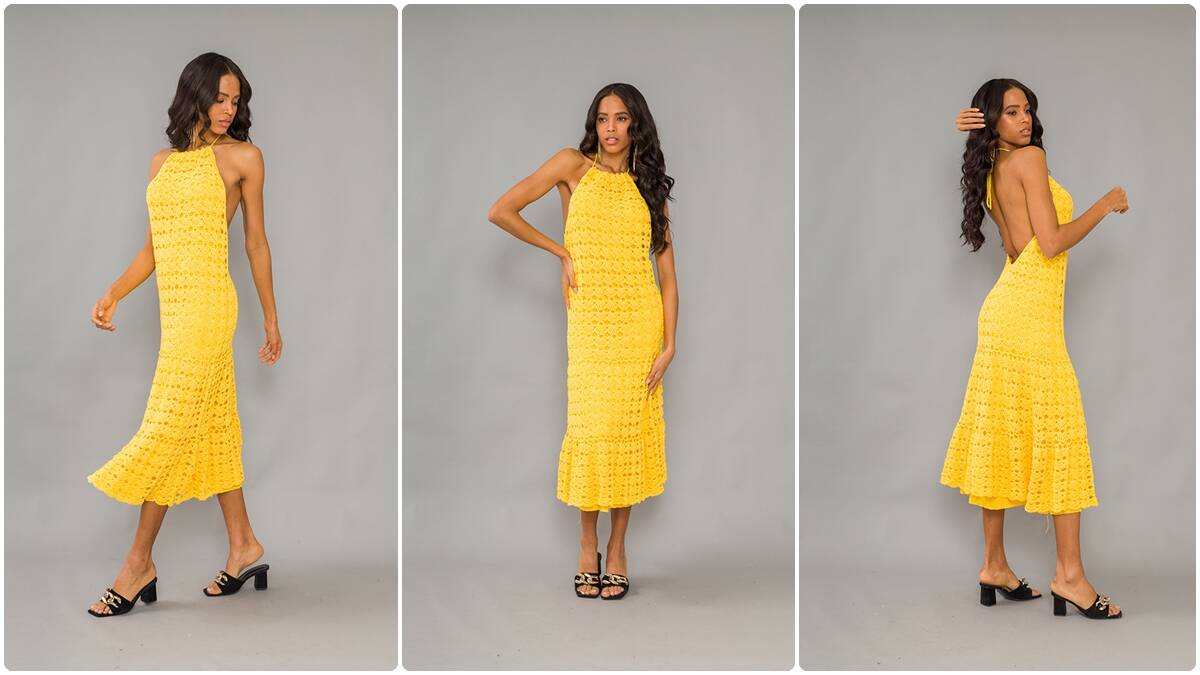 Vestido de Crochê Gouda: Uma Peça Elegante com Cor Linda!