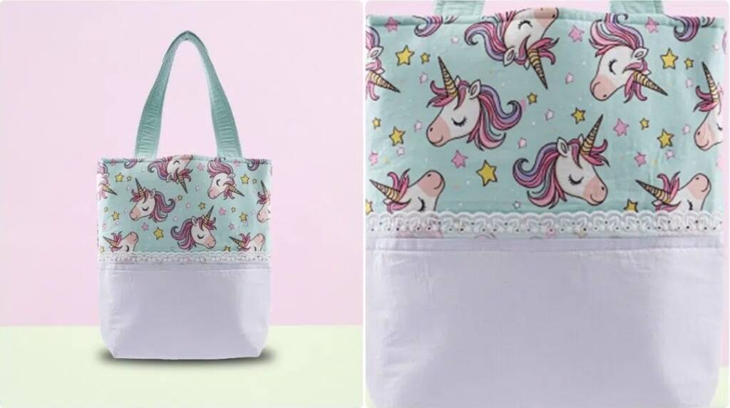 Bolsa em Patchwork Unicórnio Verde: Funcionalidade e Charme!