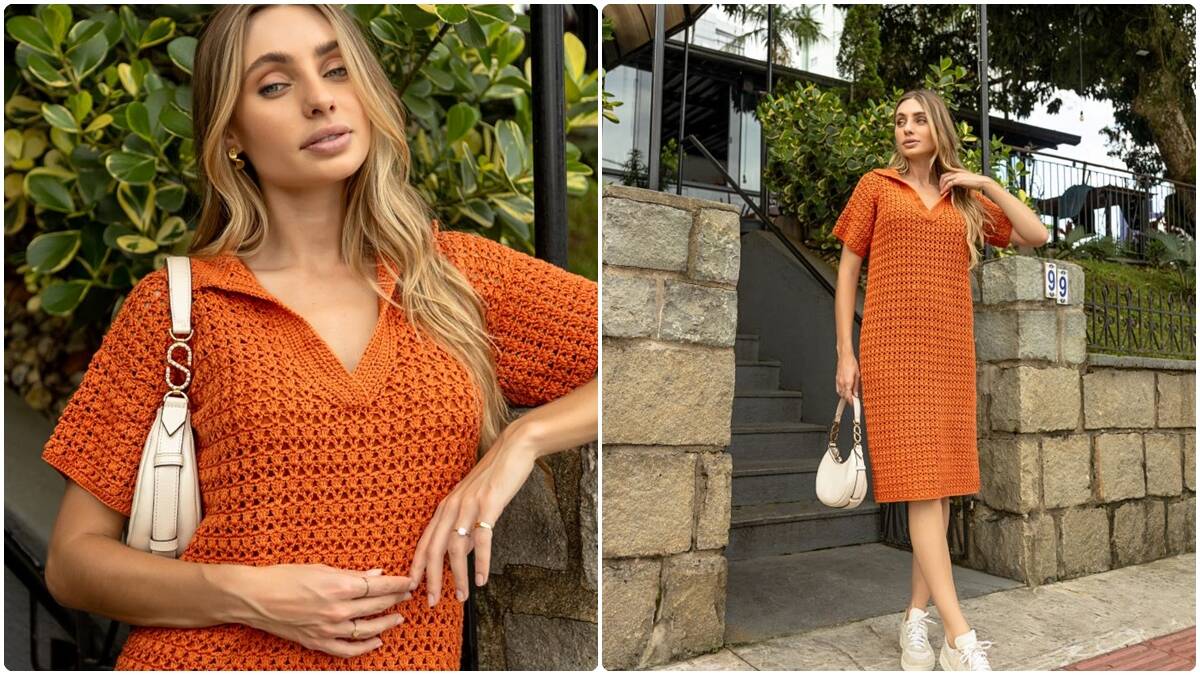 Vestido de Crochê com Fio Charme e Gola Polo: Crie o Seu!