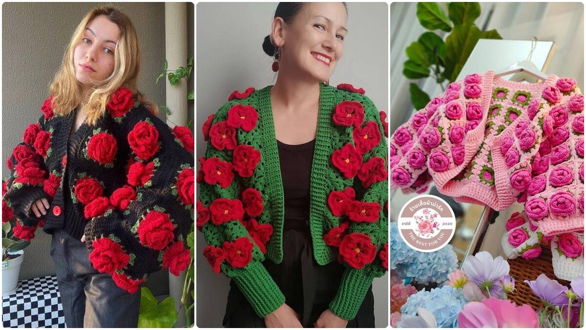 Inspirações de Casacos de Crochê Floral com Receita e Vídeo Explicativo!