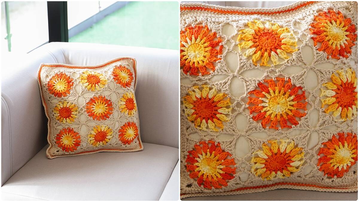 Almofada de Crochê Laranja: Decore Sua Casa com Charme!