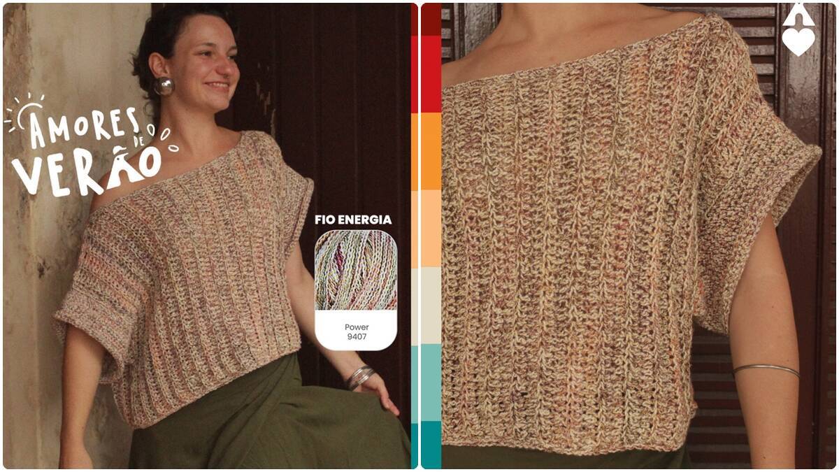 Blusa de Crochê Leve para Verão Tropical com Decote Canoa!