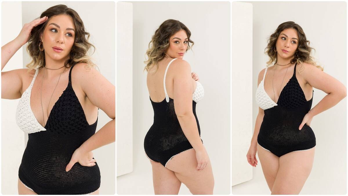 Body de Crochê Bicolor: Elegância e Charme que Encantam!