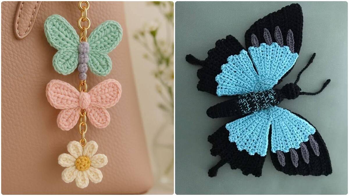 Borboletas de Crochê com Gráficos e Passo a Passo – Apliques, Chaveiros e Enfeites para Bolsas!