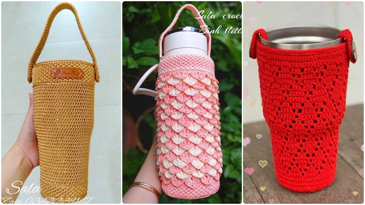 Capas de Crochê para Garrafas e Copos com Vídeo Passo a Passo!