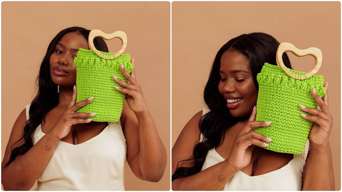 Bolsa de Crochê com Alça de Madeira Estilo Boho!