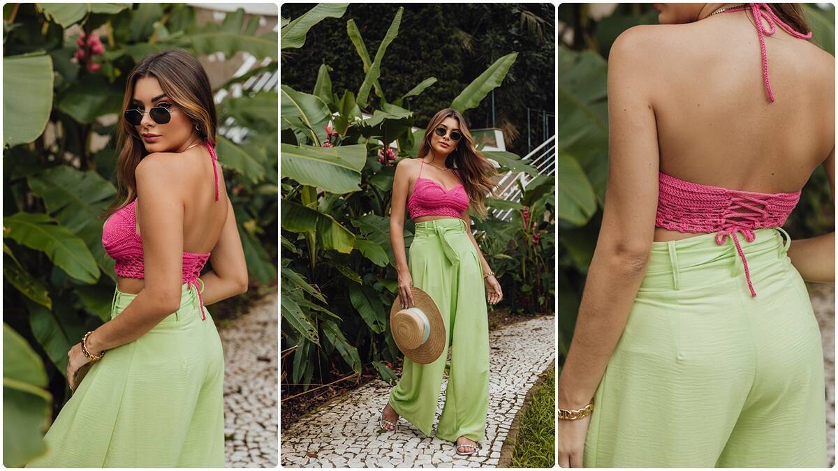 Cropped de Crochê Rosa Cítrico: Charme que Vibra!
