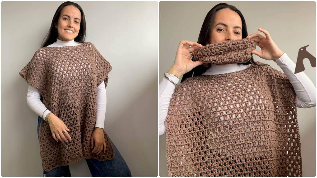 Poncho de Crochê com Gola Removível: Guia com Vídeo Aula!