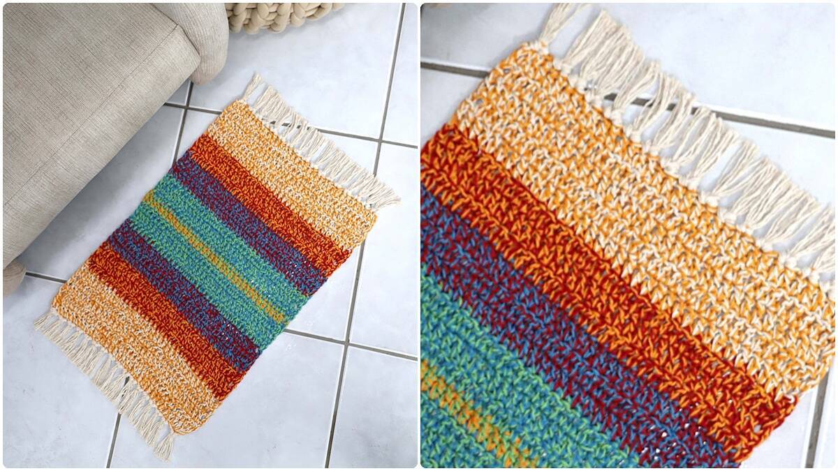 Como Fazer o Tapete de Crochê Estilo Moderno para Sala Pequena com Ponto Alto