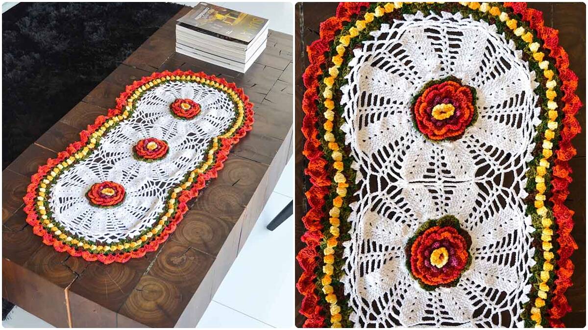 Trilho de mesa em Crochê Oval: Descubra Como Criar o Seu!
